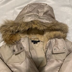 Theory Cream Faux Fur Lined Jacket